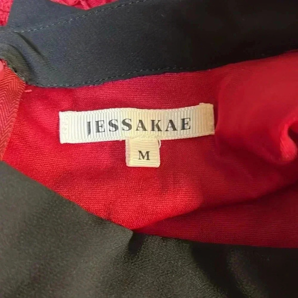 JessaKae Collared Long Sleeve Red Crochet/Lace Dress Size M - Picture 4 of 10